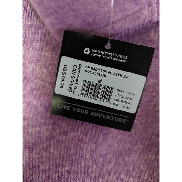 NWT EDDIE BAUER Radiator Asymmetrical Zip Pullover Women’s M – Royal Plum Fleece - Picture 2 of 2